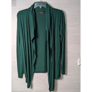 Karen Kane Cardigan M Forest Green Open Front Drape Neck MADE IN USA Rayon